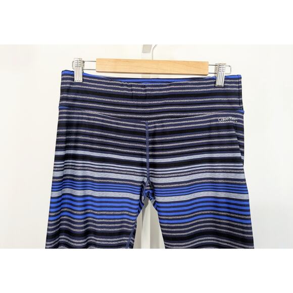 Calvin Klein Performace Wick Blue Stripe Leggings Pants Ruched Misses Size L - Picture 2 of 6